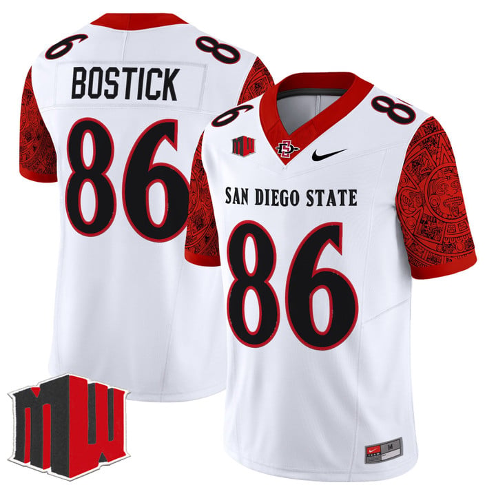 Jacob Bostick Jersey #86 San Diego State Aztecs 2025 Limited Stitched White by NCAA Football Jersey