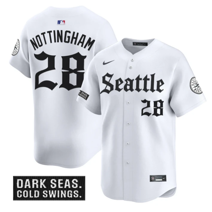Jacob Nottingham Jersey #28 Seattle Mariners Deep Sea Gothic Edition Limited Stitched White by My Store