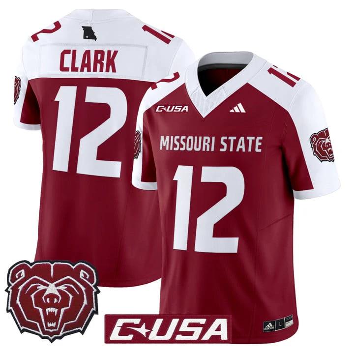 Jacob Clark Jersey #12 Missouri State Bears 2025 Limited Stitched by My Store NCAA Football Jerseys