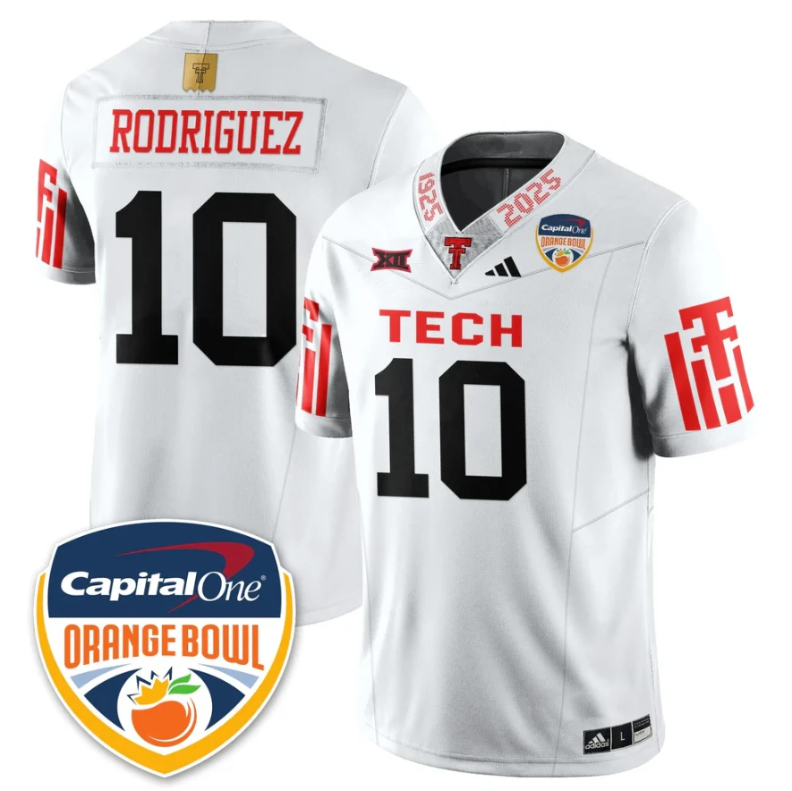 Jacob Rodriguez Jersey #10 Texas Tech Red Raiders Orange Bowl Stitched by My Store NCAA Football Jerseys
