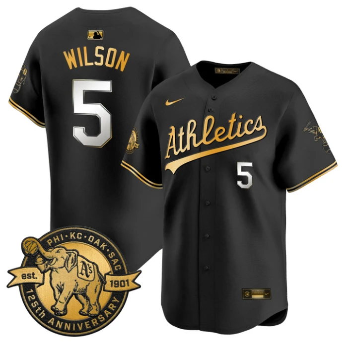 Jacob Wilson Jersey #5 Oakland Athletics 125th Anniversary Patch Stitched by My Store