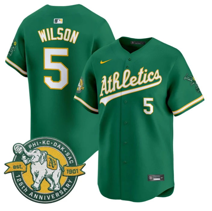 Jacob Wilson Jersey #5 Oakland Athletics 125th Anniversary Patch Stitched by My Store