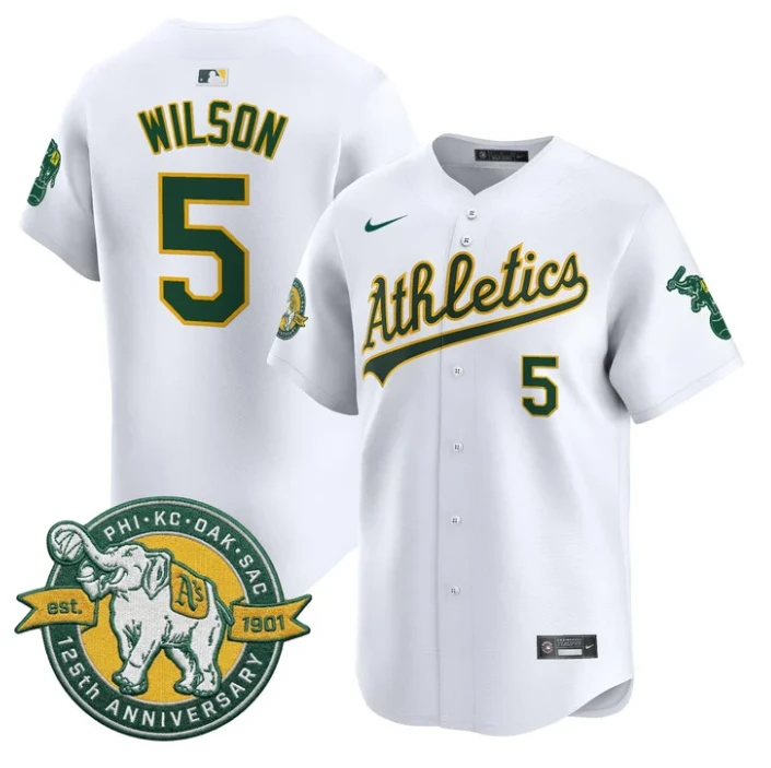 Jacob Wilson Jersey #5 Oakland Athletics 125th Anniversary Patch Stitched by My Store