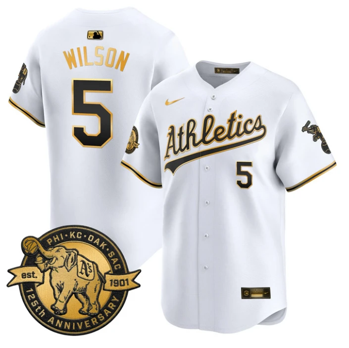 Jacob Wilson Jersey #5 Oakland Athletics 125th Anniversary Patch Stitched by My Store