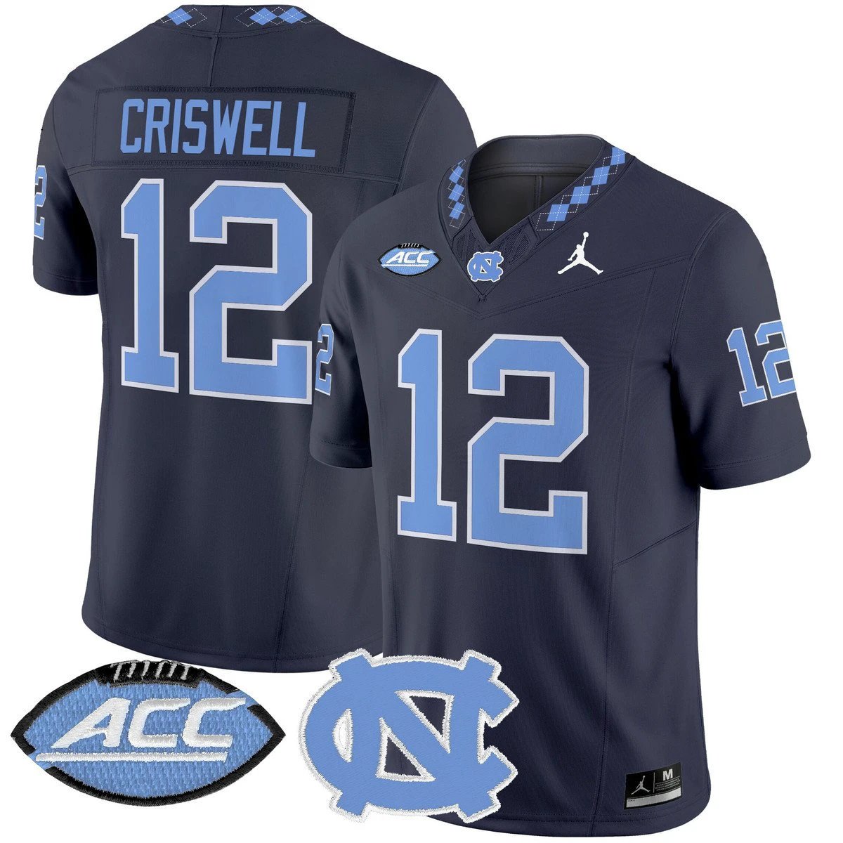 Jacolby Criswell Jersey #12 North Carolina Tar Heels 2025 Stitched by My Store NCAA Football Jerseys