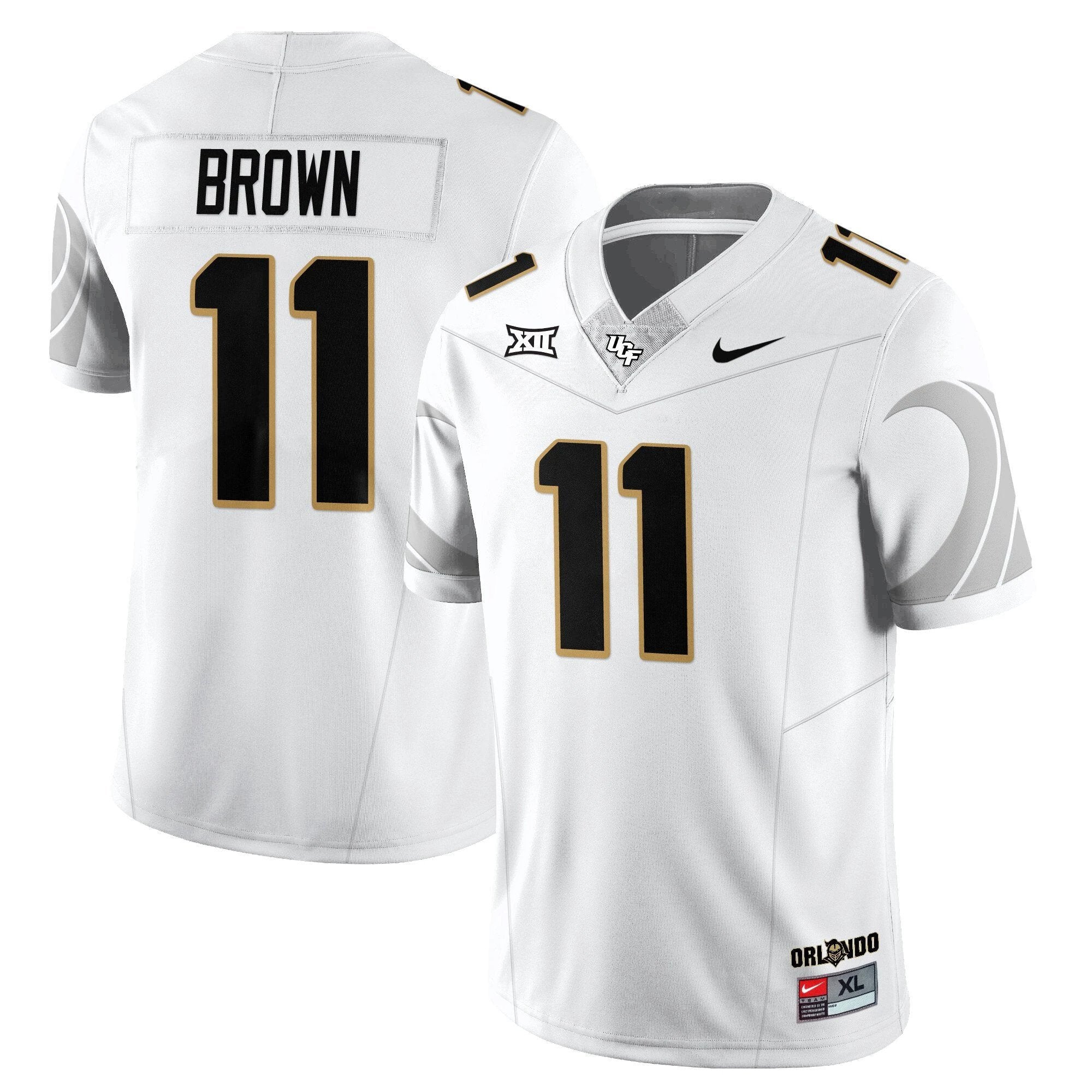 Jacurri Brown Jersey #11 UCF Football 2025 Core Uniforms Stitched White by NCAA Football Jersey