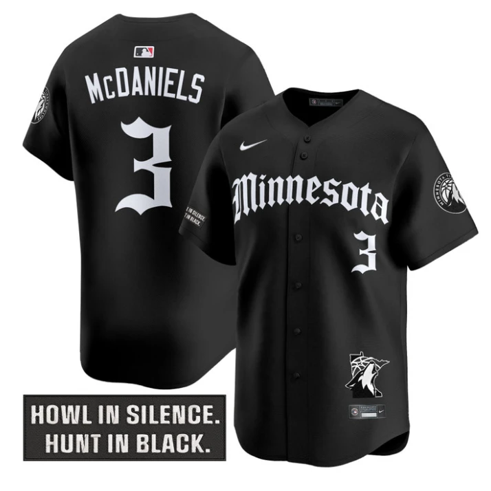 Jaden Mcdaniels Jersey #3 Minnesota Timberwolves Gothic North Howl Edition Black by My Store