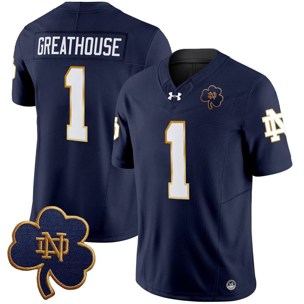 Jaden Greathouse Jersey #1 Notre Dame 2025 Vapor Limited V3 Stitched by My Store NCAA Football Jerseys