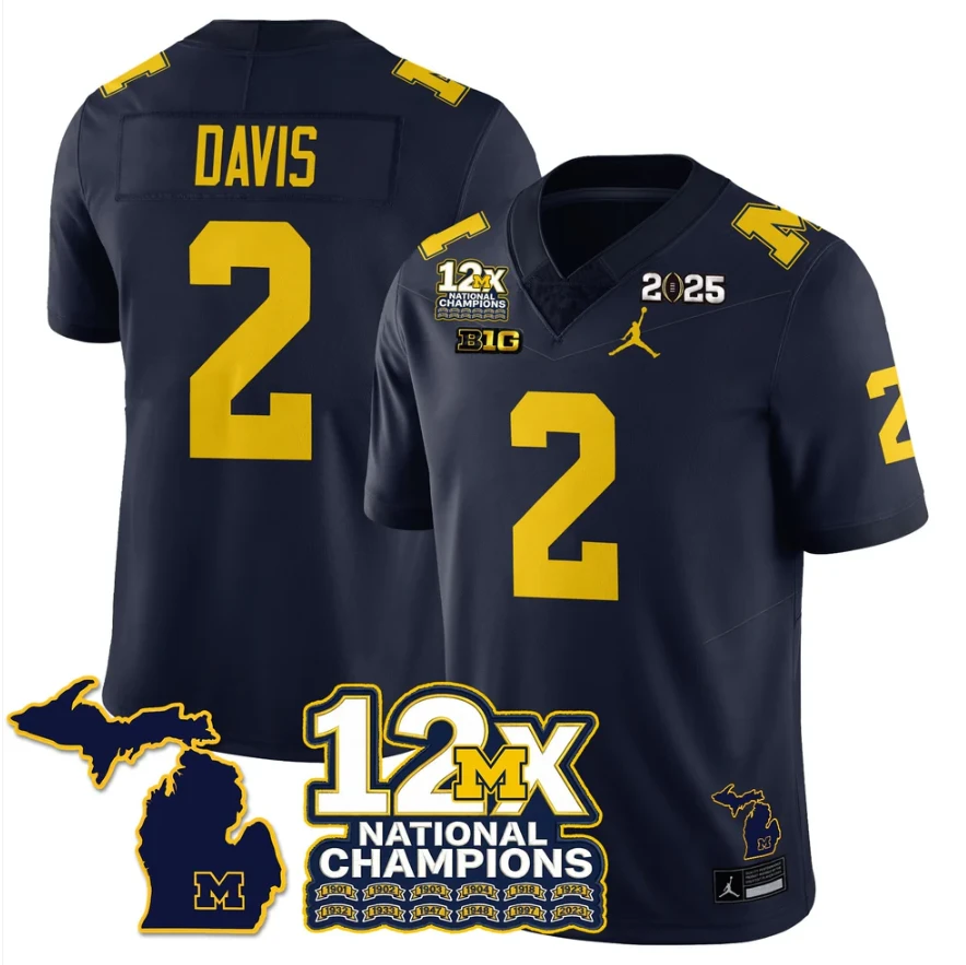Jadyn Davis Jersey #2 Michigan Wolverines 12x-Time National Champions by My Store NCAA Football Jerseys