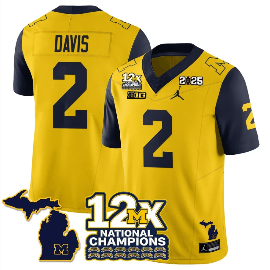 Jadyn Davis Jersey #2 Michigan Wolverines 12x-Time National Champions by My Store NCAA Football Jerseys