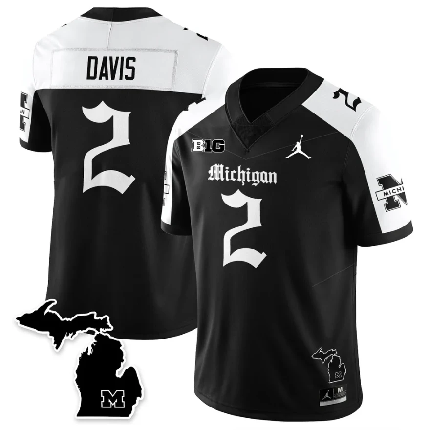 Jadyn Davis Jersey #2 Michigan Wolverines Gothic Vapor Limited Stitched by My Store NCAA Football Jerseys