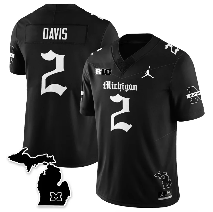 Jadyn Davis Jersey #2 Michigan Wolverines Gothic Vapor Limited Stitched by My Store NCAA Football Jerseys