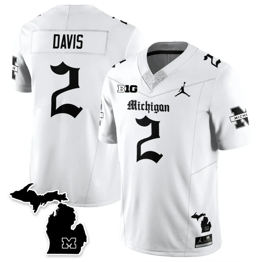 Jadyn Davis Jersey #2 Michigan Wolverines Gothic Vapor Limited Stitched by My Store NCAA Football Jerseys