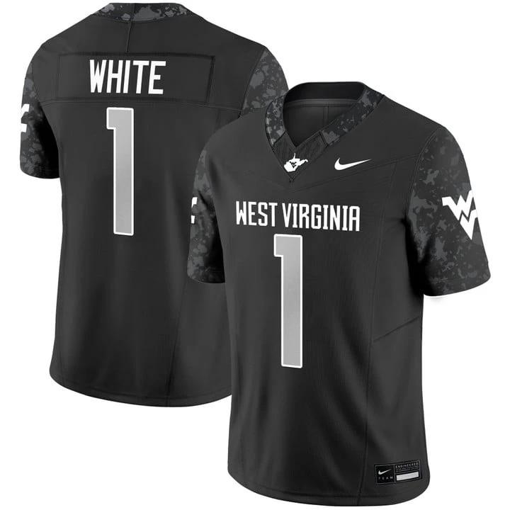 Jahiem White Jersey #1 West Virginia Mountaineers 2025 Vapor Stitched by My Store NCAA Football Jerseys