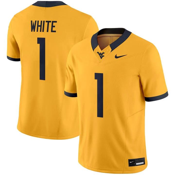 Jahiem White Jersey #1 West Virginia Mountaineers 2025 Vapor Stitched by My Store NCAA Football Jerseys