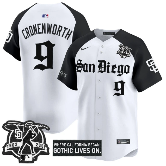 Jake Cronenworth Jersey #9 San Diego Padres Gothic Edition Vapor Limited Stitched Alternate by My Store