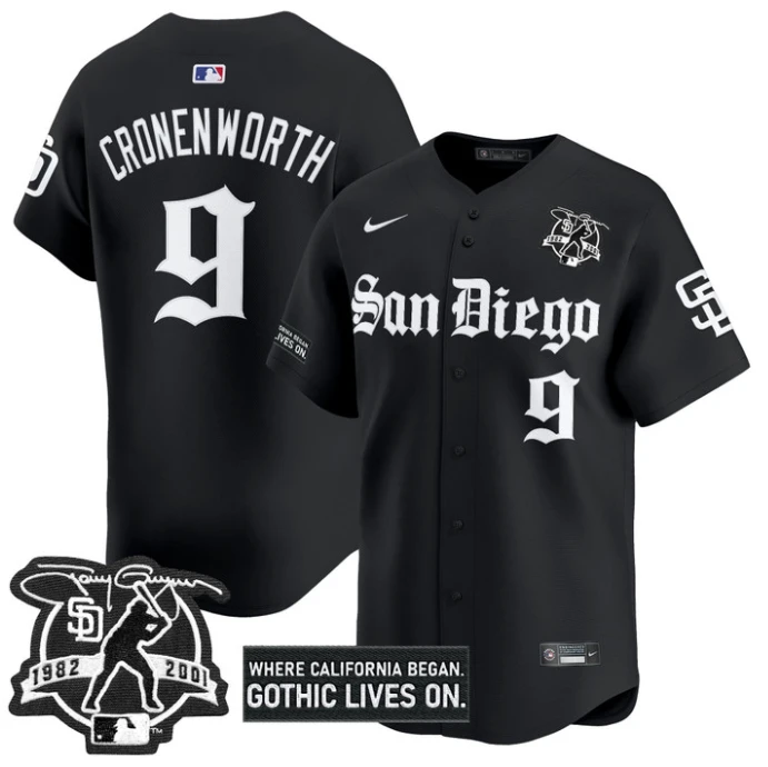 Jake Cronenworth Jersey #9 San Diego Padres Gothic Edition Vapor Limited Stitched Black by My Store