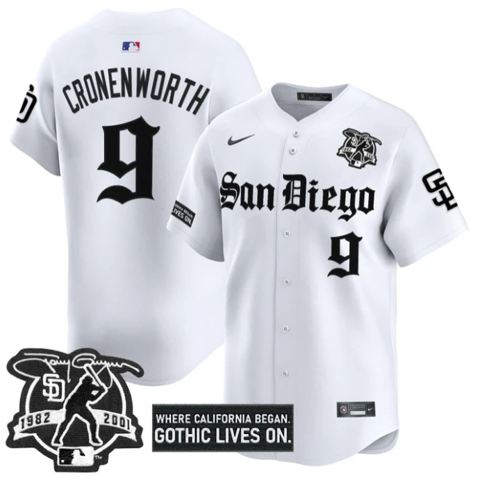 Jake Cronenworth Jersey #9 San Diego Padres Gothic Edition Vapor Limited Stitched White by My Store