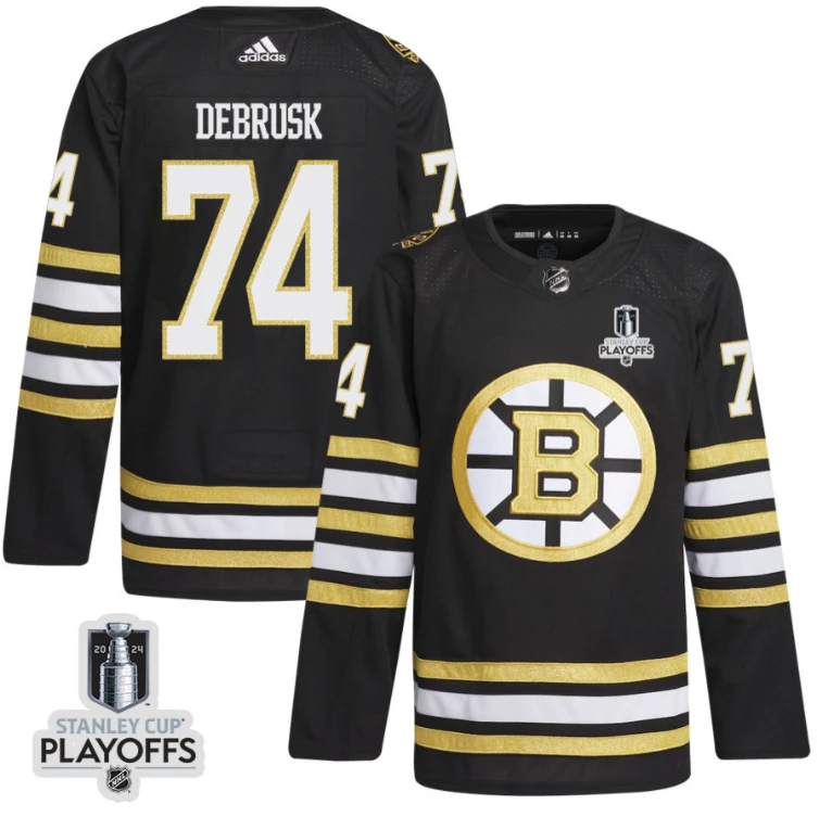 Jake DeBrusk 74 Boston Bruins 2024 NHL Playoffs Patch Home Jersey - Men, Black by Hockey David