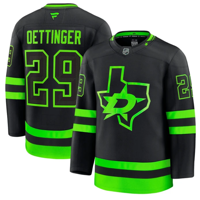 Jake Oettinger Jersey #29 Dallas Stars Premium All Stitched Black by Hockey David