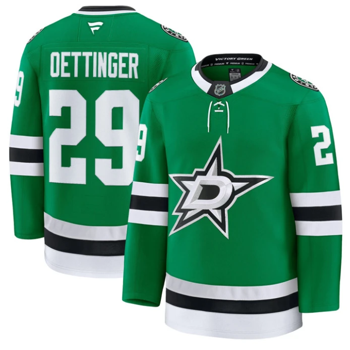 Jake Oettinger Jersey #29 Dallas Stars Premium All Stitched Kelly Green by Hockey David