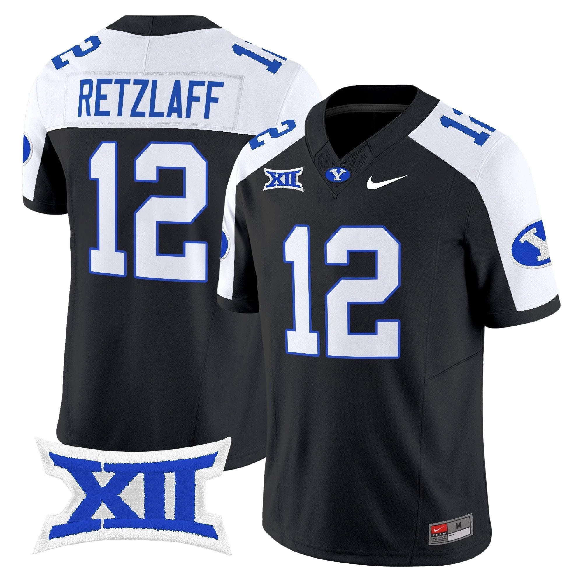 Jake Retzlaff Jersey #12 BYU Cougars 2025 Vapor Limited Stitched Black Alternate by NCAA Football Jersey