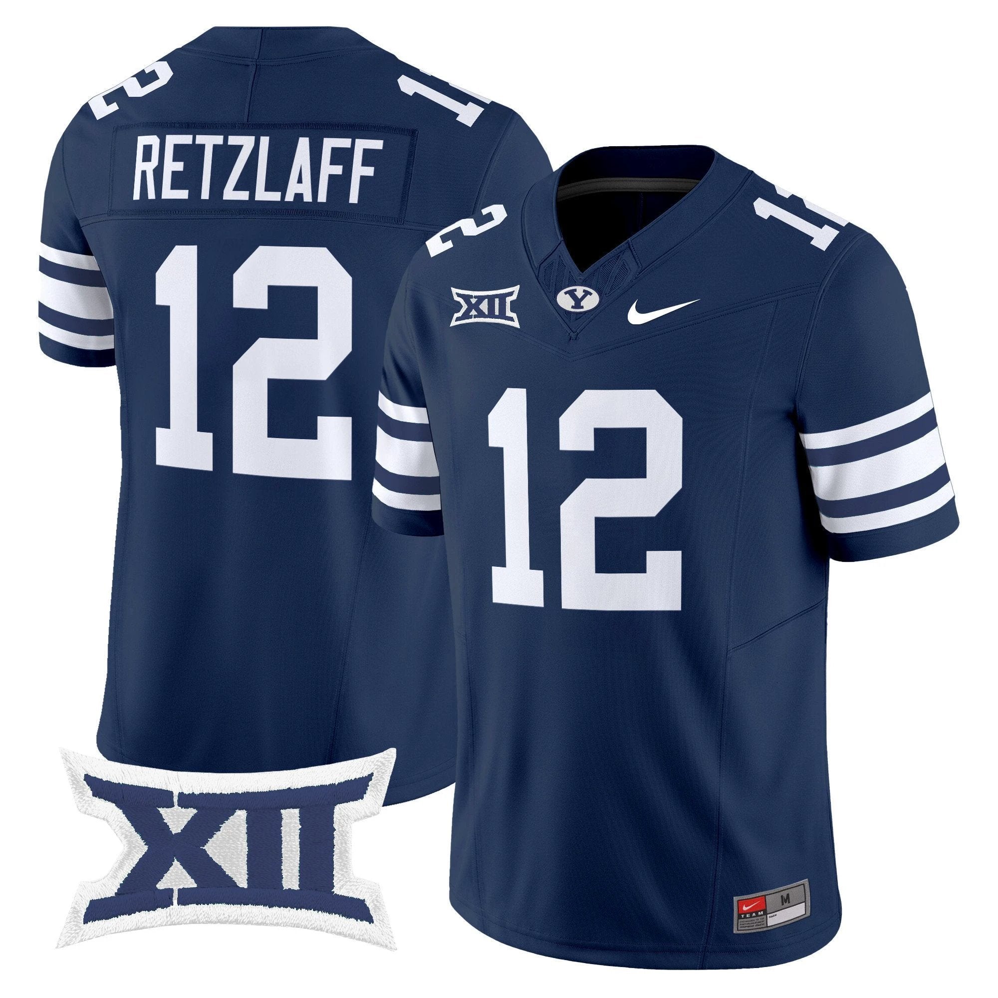 Jake Retzlaff Jersey #12 BYU Cougars 2025 Vapor Limited Stitched Navy by NCAA Football Jersey
