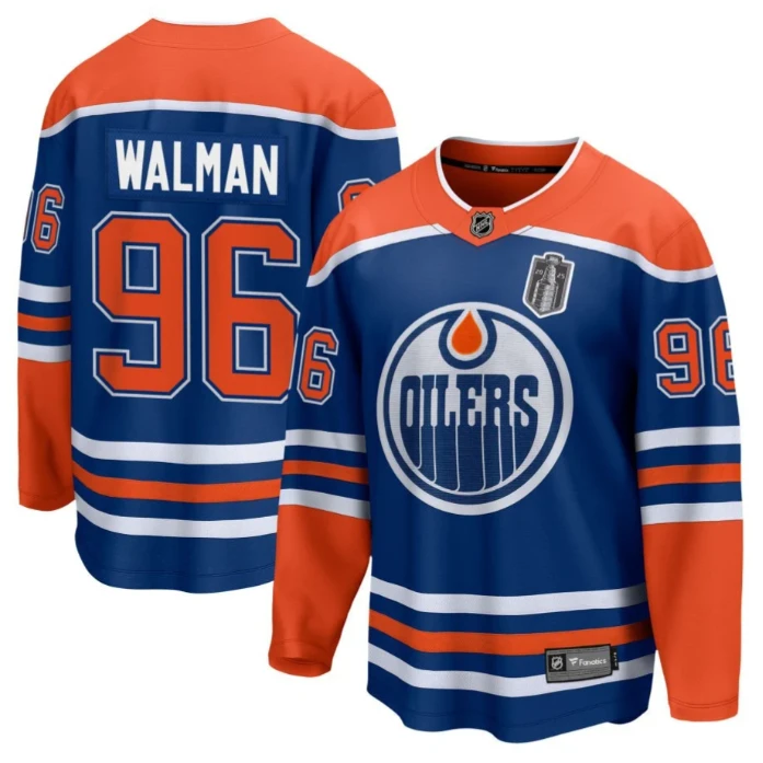 Jake Walman 96 Edmonton Oilers 2025 Stanley Cup Final Home Breakaway Men Jersey - Royal by Hockey David