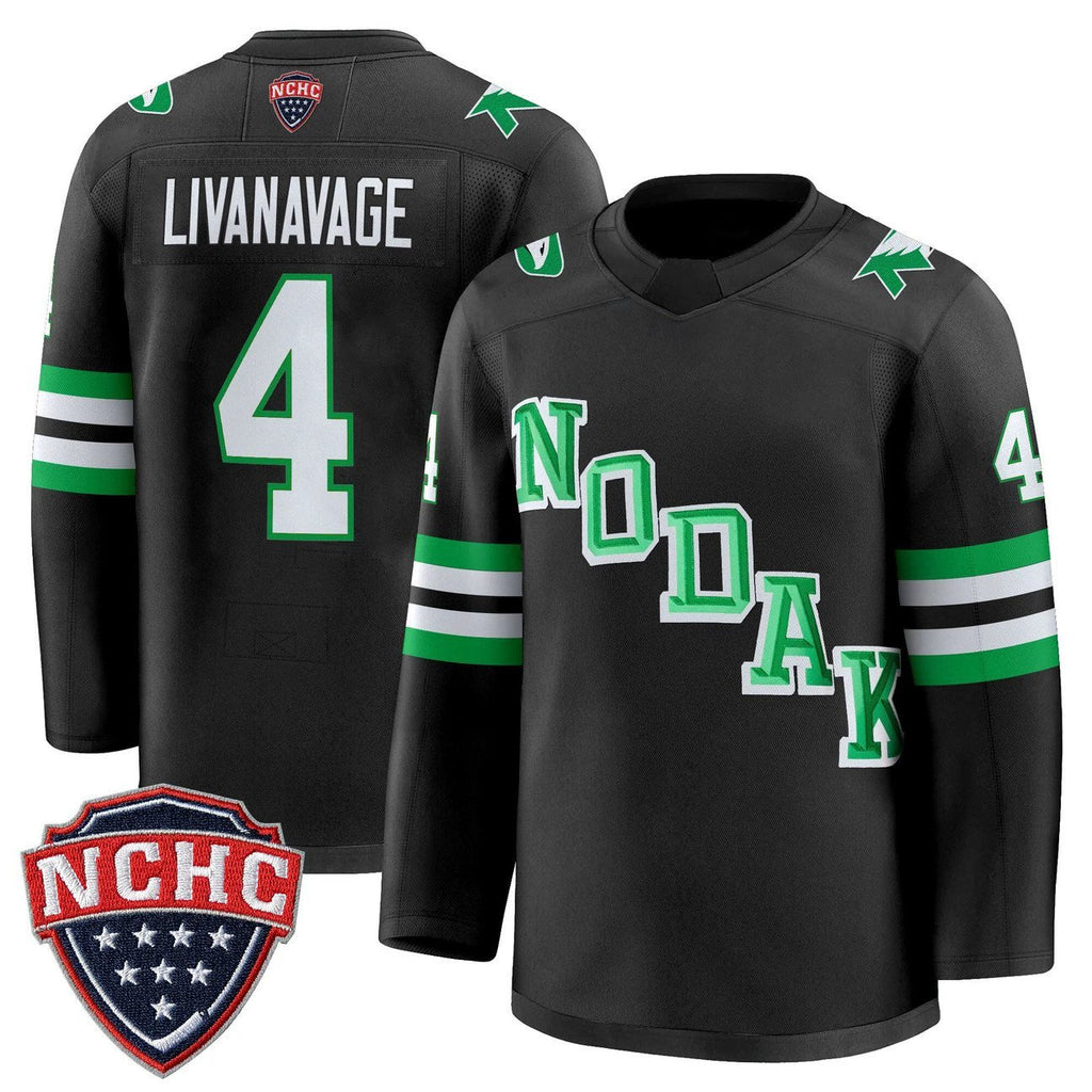 Jake Livanavage Jersey #4 North Dakota Fighting Hawks 2025-26 Stitched by Hockey David