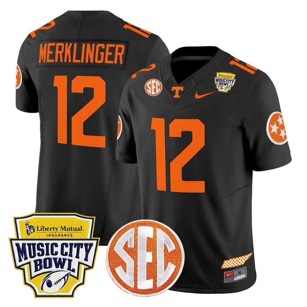 Jake Merklinger Jersey #12 Tennessee Vols 2025 Music City Bowl Limited Stitched by My Store NCAA Football Jerseys