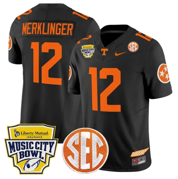 Jake Merklinger Jersey #12 Tennessee Vols 2025 Music City Bowl Stitched by My Store NCAA Football Jerseys