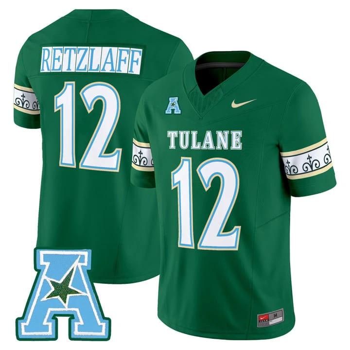 Jake Retzlaff Jersey #12 Tulane Green Wave 2025 City Edition Stitched by My Store NCAA Football Jerseys