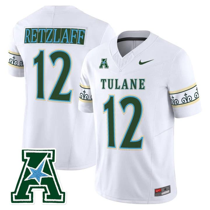 Jake Retzlaff Jersey #12 Tulane Green Wave 2025 City Edition Stitched by My Store NCAA Football Jerseys
