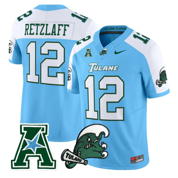 Jake Retzlaff Jersey #12 Tulane Green Wave 2025 Vapor Limited Stitched by My Store NCAA Football Jerseys