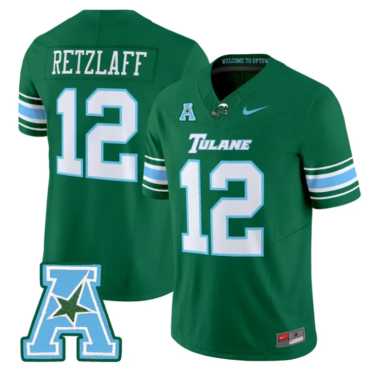 Jake Retzlaff Jersey #12 Tulane Green Wave 2025 Vapor Limited Stitched by My Store NCAA Football Jerseys