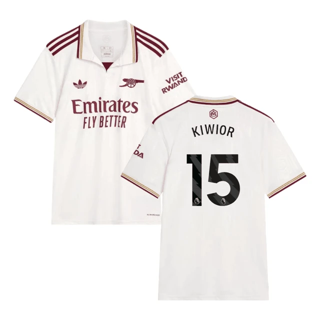 Jakub Kiwior #15 Arsenal 2025-26 Third Jersey – Cream by Soccer Jersey