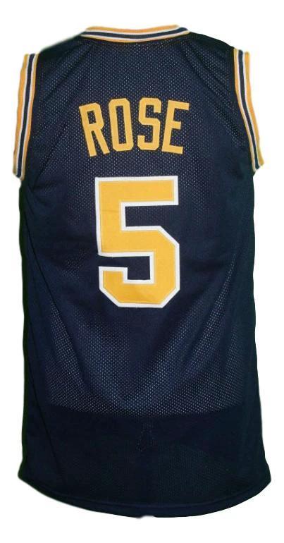 Jalen Rose Jersey #5 Michigan College Basketball Navy Blue by My store basketball