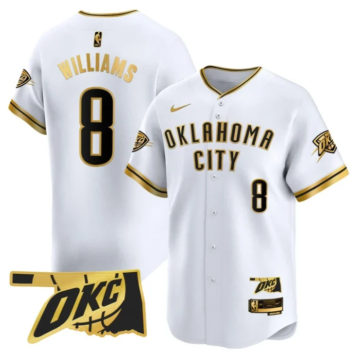Jalen Williams Jersey #8 Oklahoma City Thunder Vapor Baseball Stitched White Gold by My Store