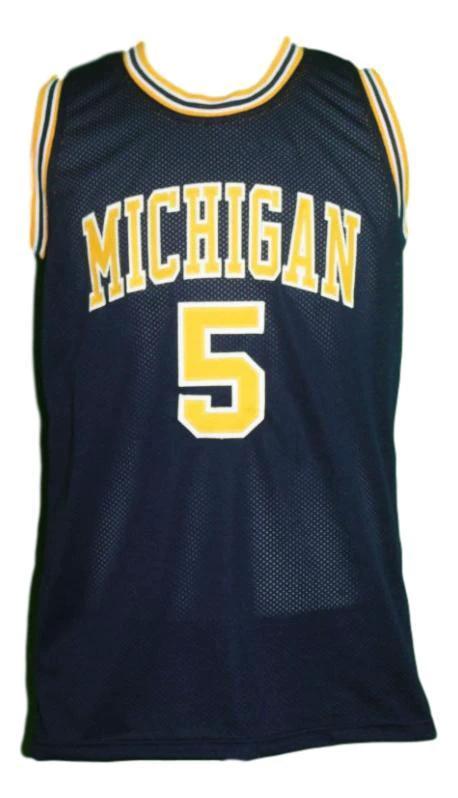 Jalen Rose Jersey #5 Michigan College Basketball Navy Blue by My store basketball