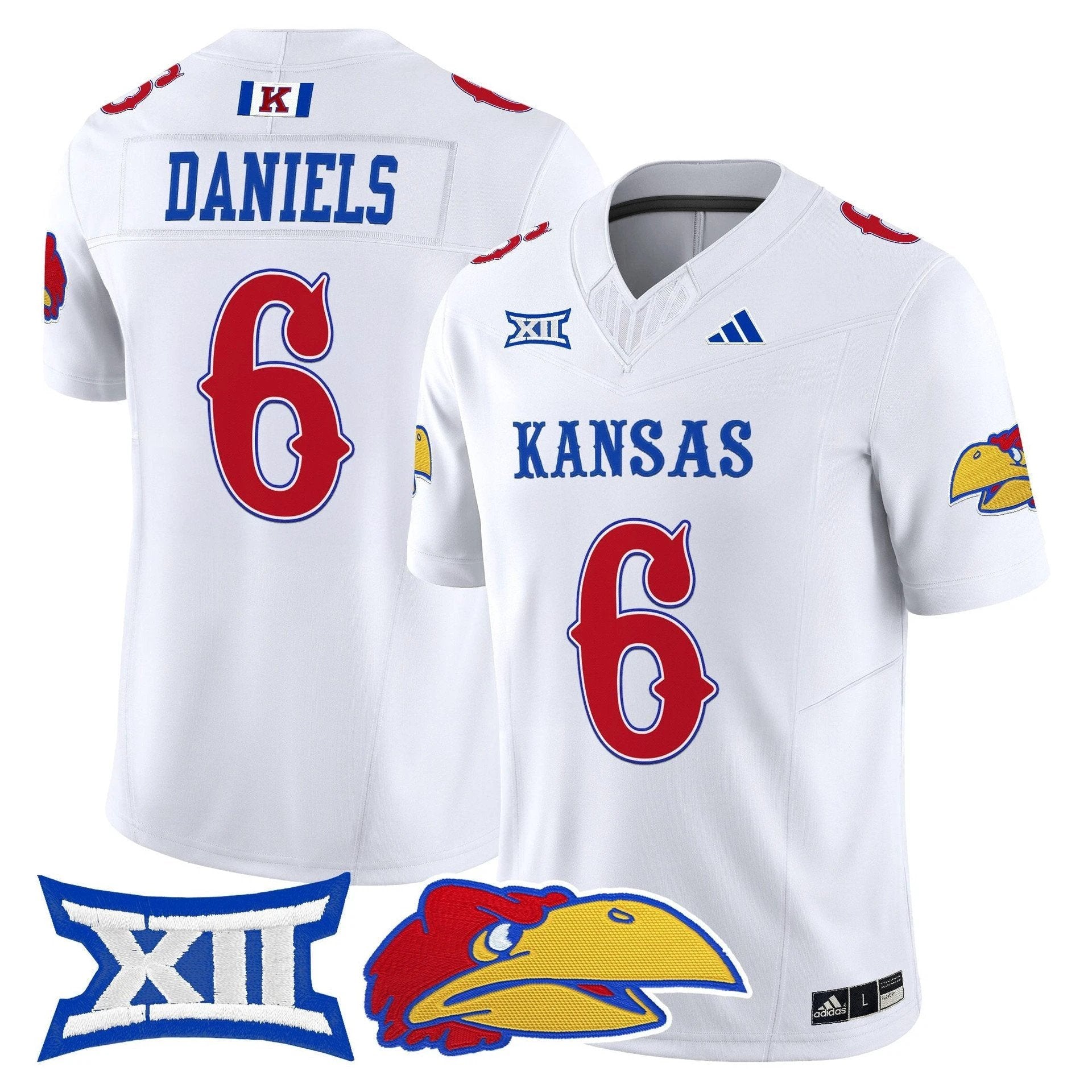 Jalon Daniels Jersey #6 Kansas Jayhawks 2025 Vapor Limited Stitched White by My Store NCAA Football Jerseys