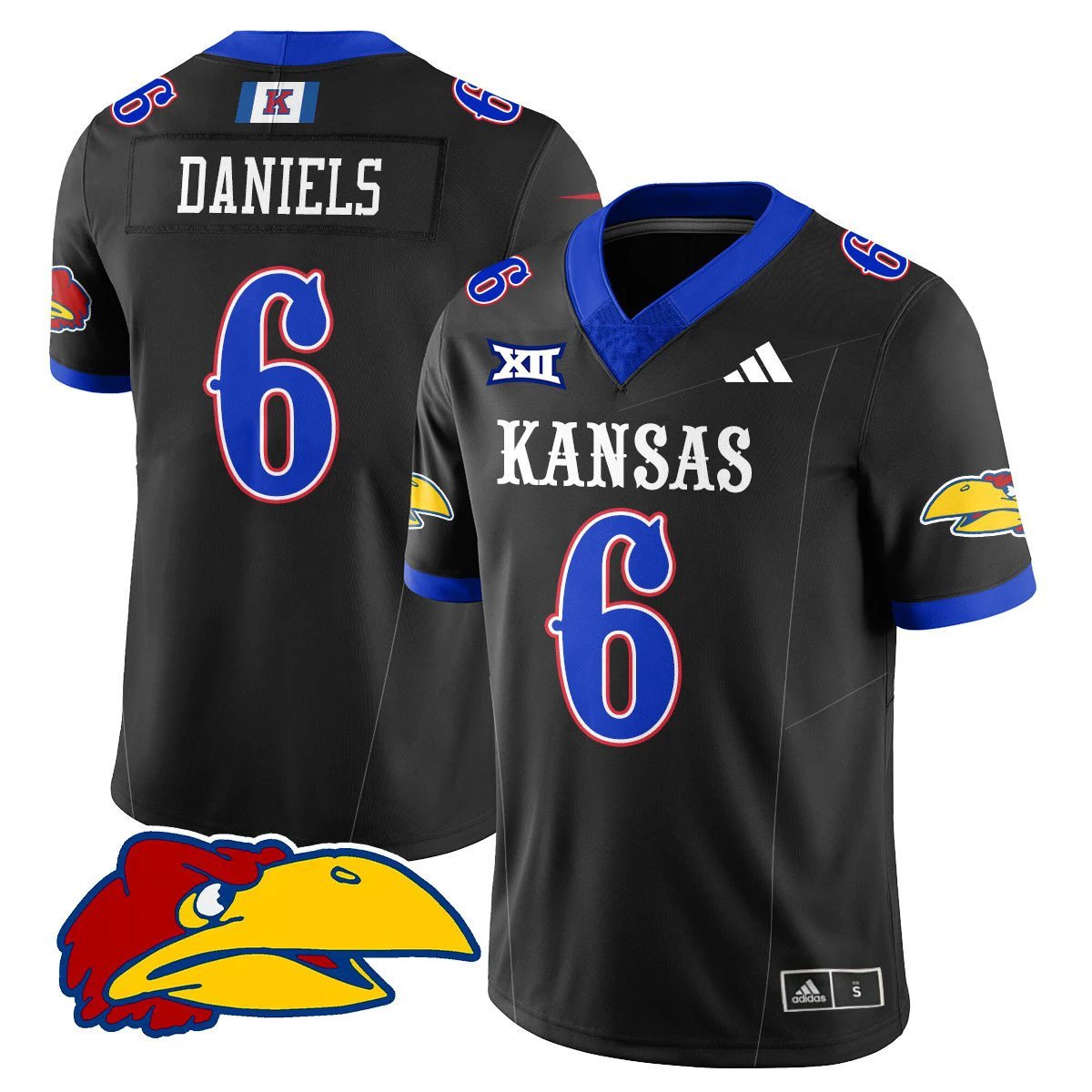Jalon Daniels Jersey #6 Kansas Jayhawks Football 2025 Limited Stitched Black by My Store NCAA Football Jerseys
