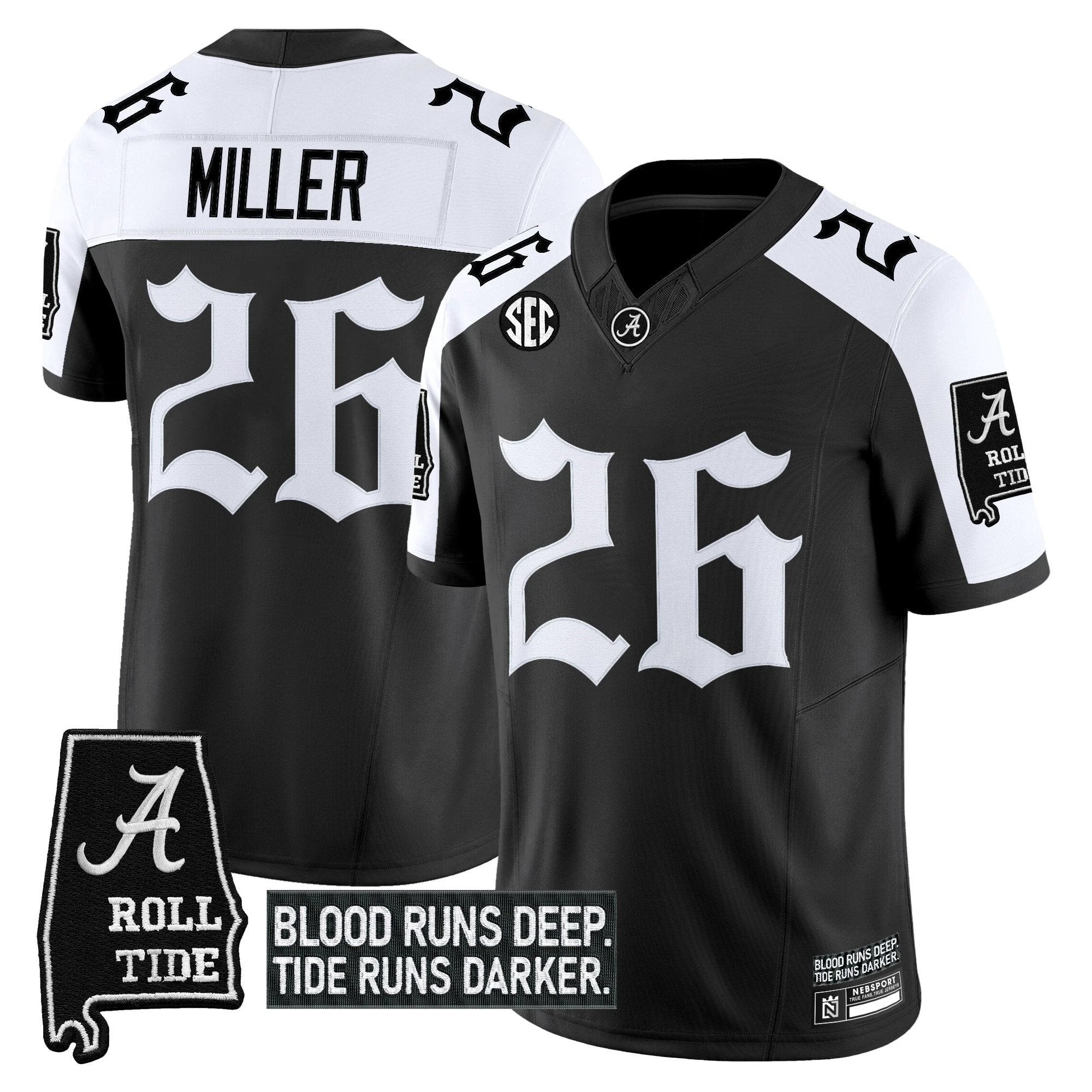 Jam Miller Jersey #26 Alabama Crimson Gothic Bama Blood Edition Stitched Alter by My Store