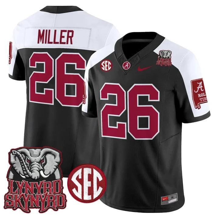 Jam Miller Jersey #26 Alabama Crimson Tide Lynyrd Skynyrd Patch Stitched by My Store NCAA Football Jerseys