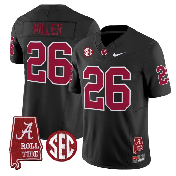 Jam Miller Jersey #26 Alabama Crimson Tide Throwback Map Stitched by My Store NCAA Football Jerseys