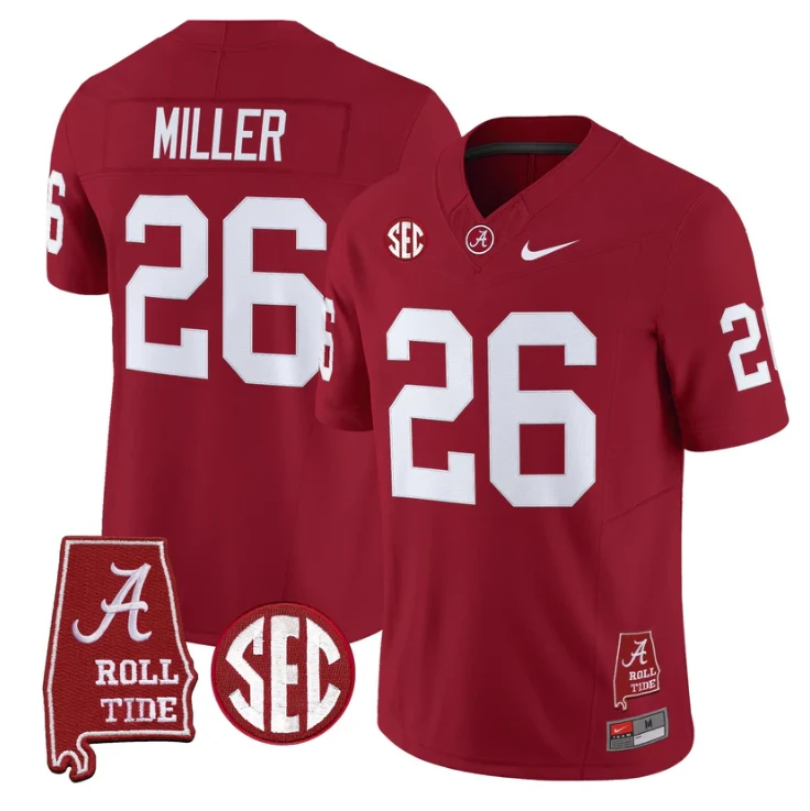 Jam Miller Jersey #26 Alabama Crimson Tide Throwback Map Stitched by My Store NCAA Football Jerseys