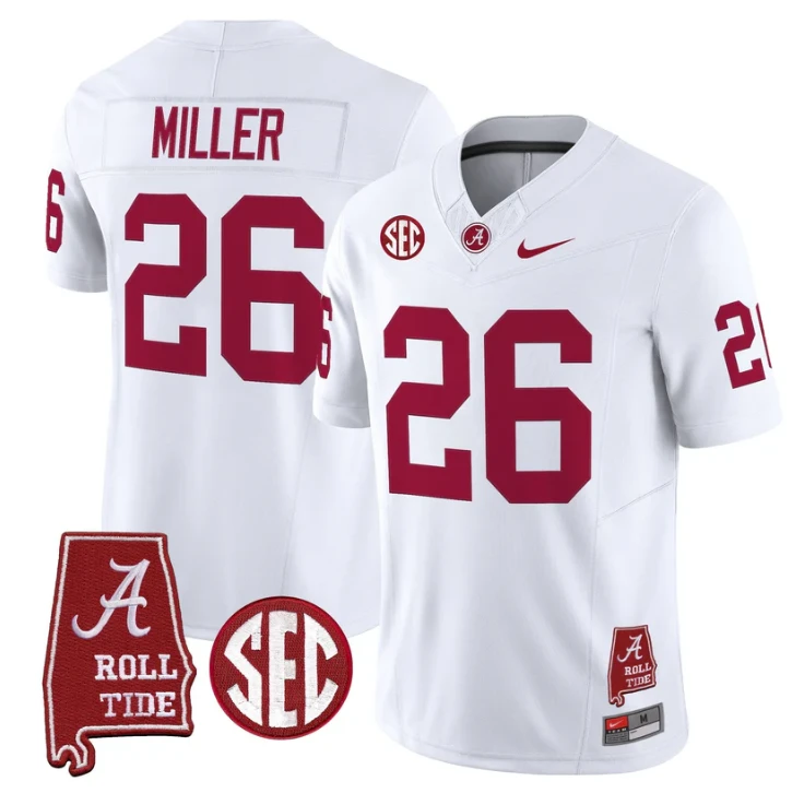 Jam Miller Jersey #26 Alabama Crimson Tide Throwback Map Stitched by My Store NCAA Football Jerseys