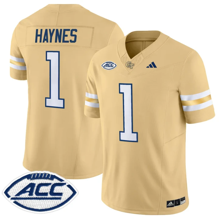 Jamal Haynes Jersey #1 Georgia Tech Yellow Jackets 2025 Stitched Gold by NCAA Football Jersey