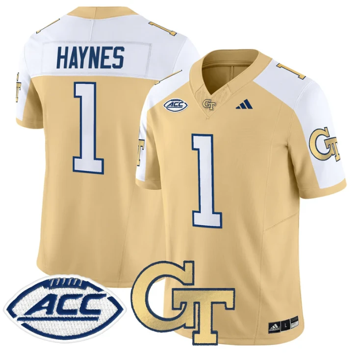 Jamal Haynes Jersey #1 Georgia Tech Yellow Jackets 2025 Stitched Gold Alternate by NCAA Football Jersey
