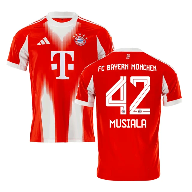 Jamal Musiala 42 Bayern Munich 2025-26 Home Jersey – Red by Soccer Jersey