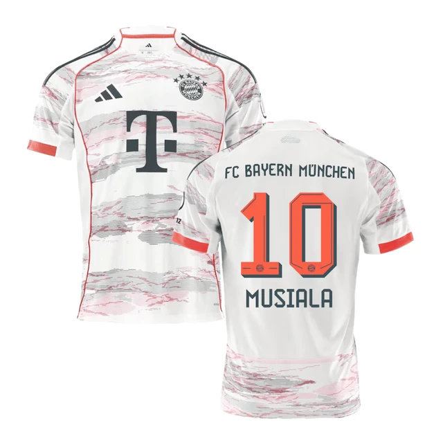 Jamal Musiala #10 Bayern Munich 2025-26 Away Men Jersey – White by Soccer Jersey